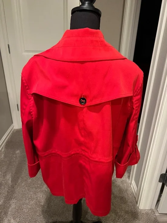 Ruby Rd. Vibrant Red Button-Front Utility Jacket - Picture 9 of 10